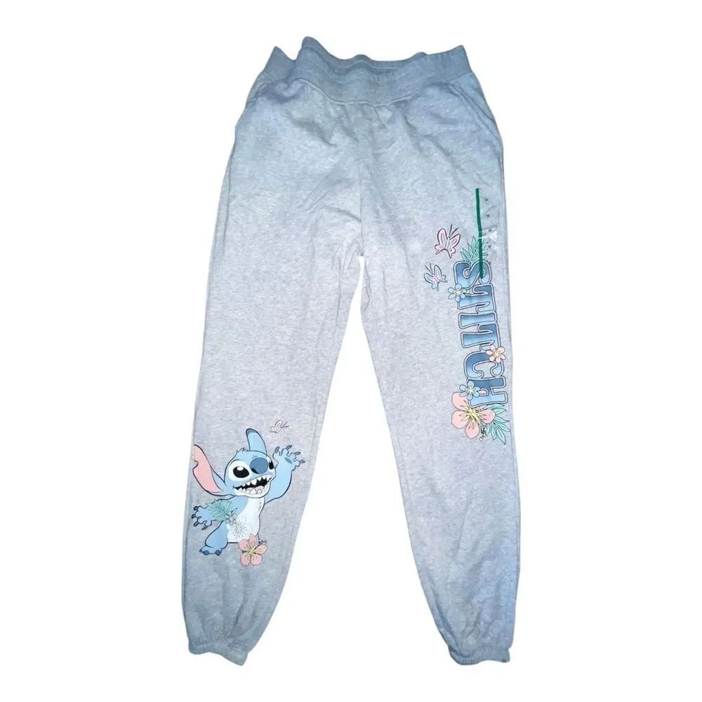 Disney's Lilo & Stitch Juniors Stich Comfy Joggers Heather Gray Medium NWOT